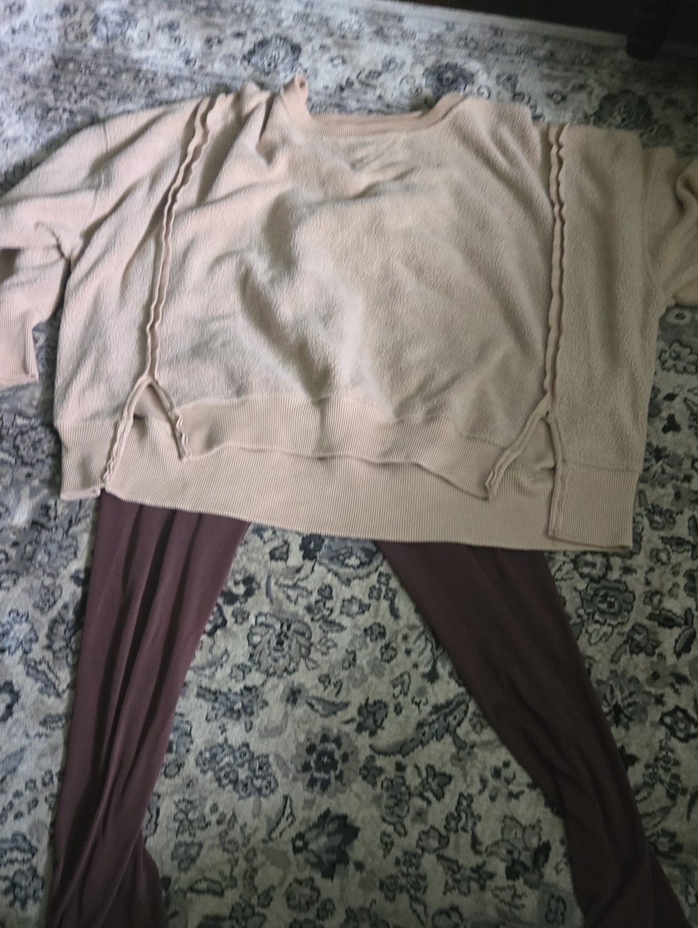 Women's Cozy Wide-Sleeve Sweatshirt and Leggings Set - Top, Brown Both Aerie